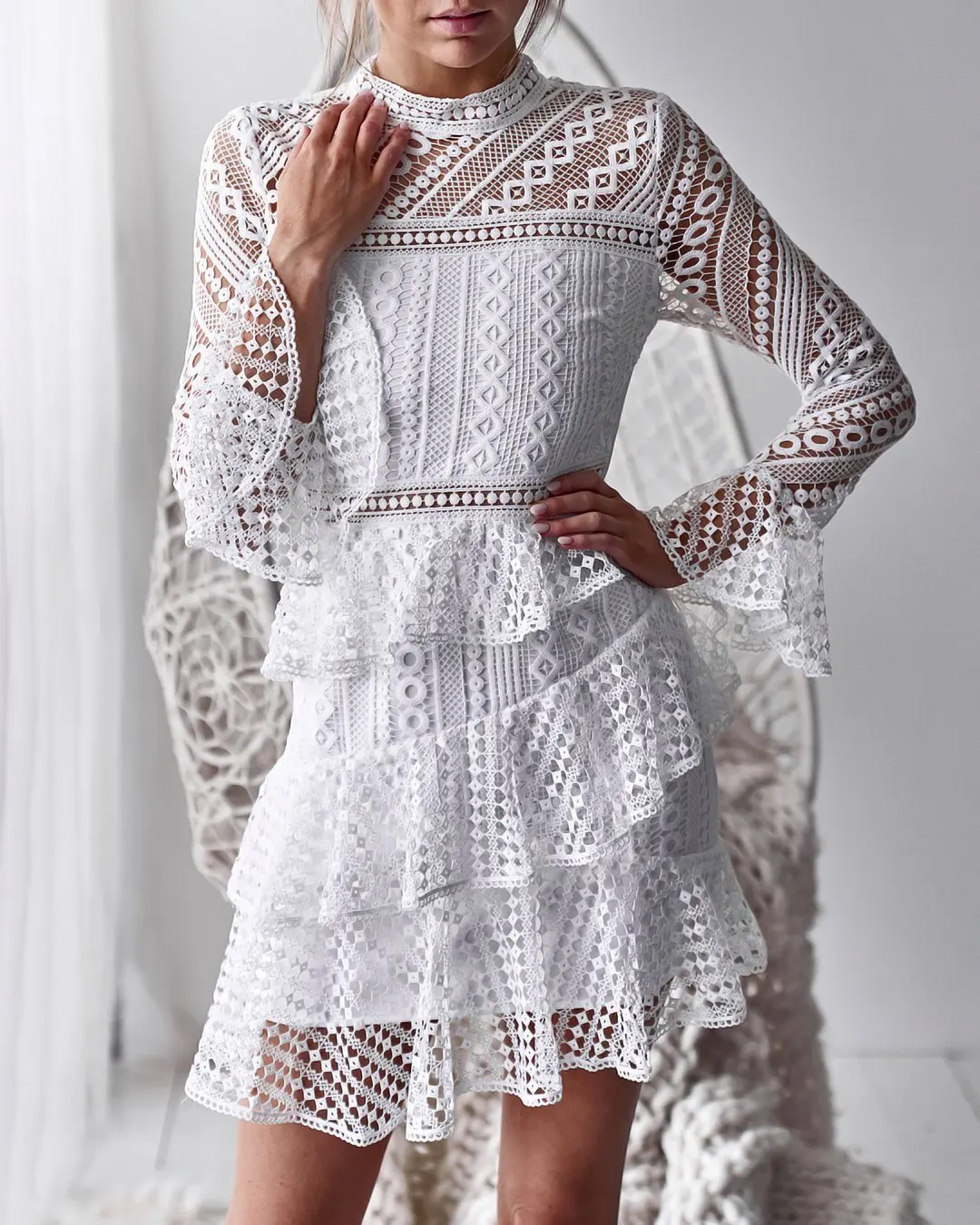 JOYIN вечерние многослойные с оборками вырезами кружевное платье для женщин