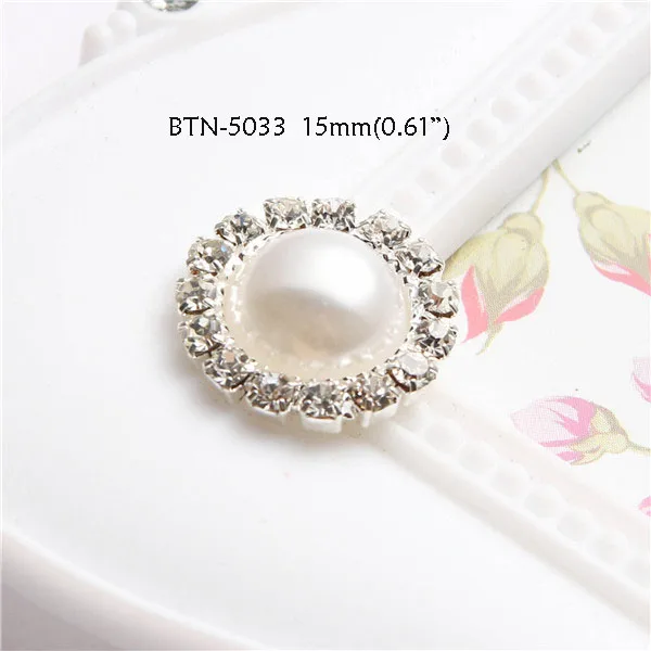 2pieces BTN-5033 Пуговицы с жемчугом и стразами, пряжка с плоской задней частью, украшение для рукоделия, бант для волос, цветок, 2 шт./ - Цвет: 2pieces BTN-5033
