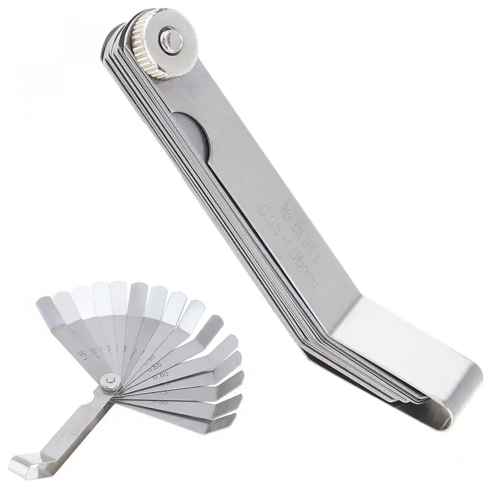 

100A16 0.05 - 1mm Thickness Curved Woodworking Measurement Gapped Metric Filler Feeler Gauge with 16pcs Blades
