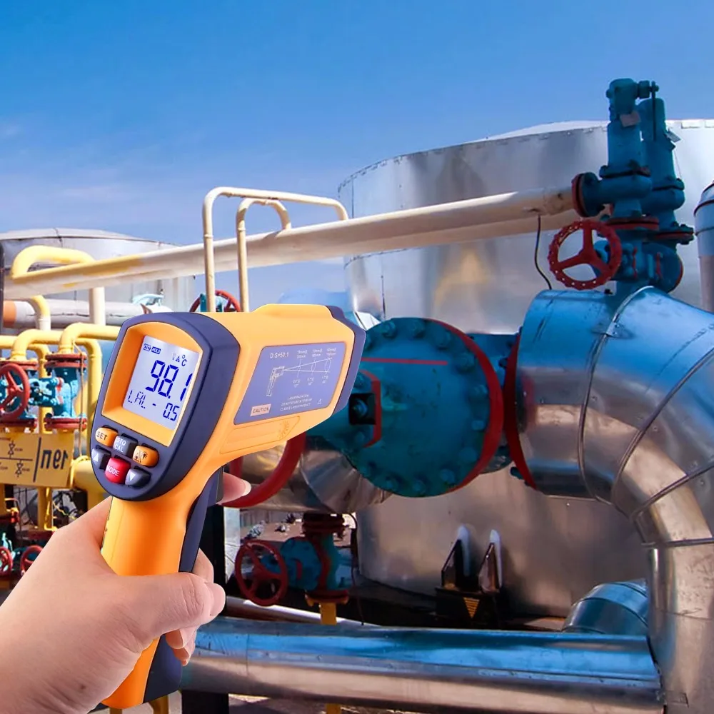 50:1 цифровой Ручной ИК Бесконтактный лазерный термометр 0 1 ~ EM пирометр от 18 до 1350