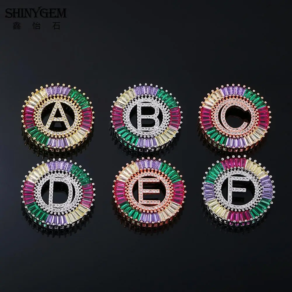 ShinyGem модное богемное A-Z ожерелье с буквенным принтом большой круглый фианит