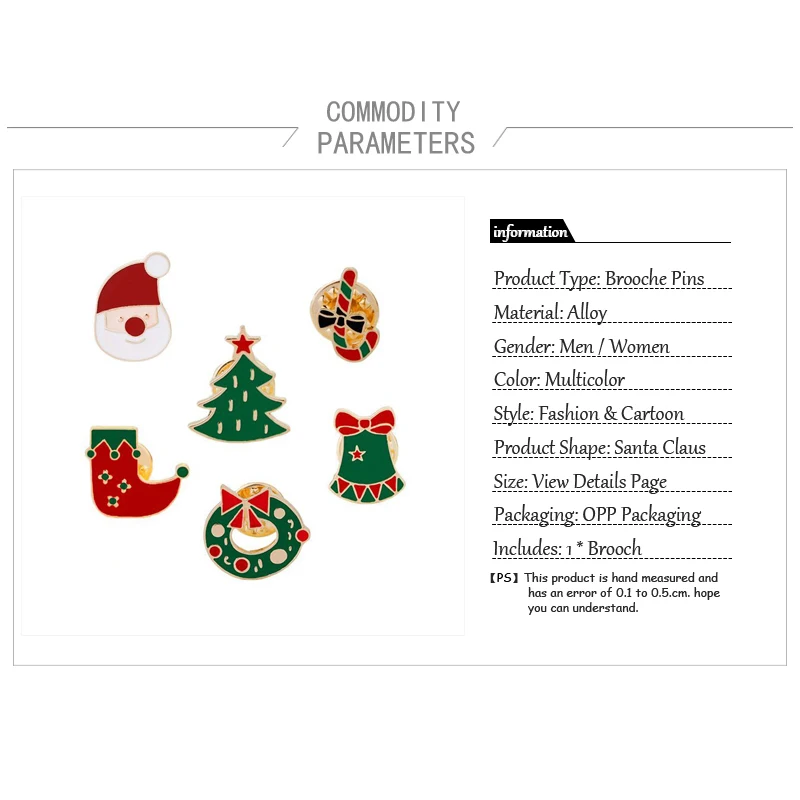 Hot Cartoon Christmas Gift Brooch Metal Pins Creative Santa Claus Jingle Bells Tree Socks Candy Donuts Enamel Pin Badge Brooches | Украшения