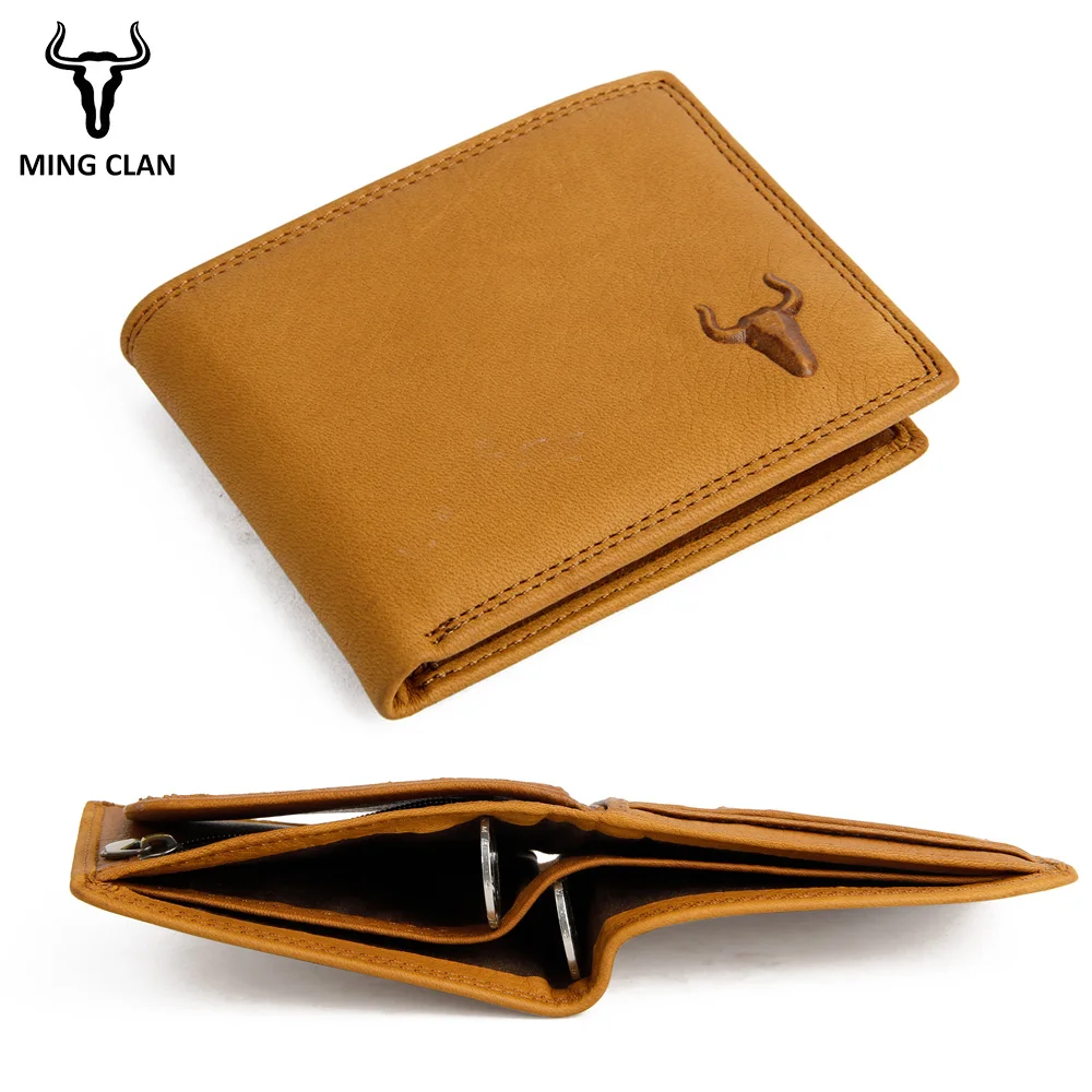 

Mingclan Genuine Leather Wallet Short Men Wallets Hasp Male Purse Card Holder Slim Wallet Fashion Man Zipper Wallet Coin Purse