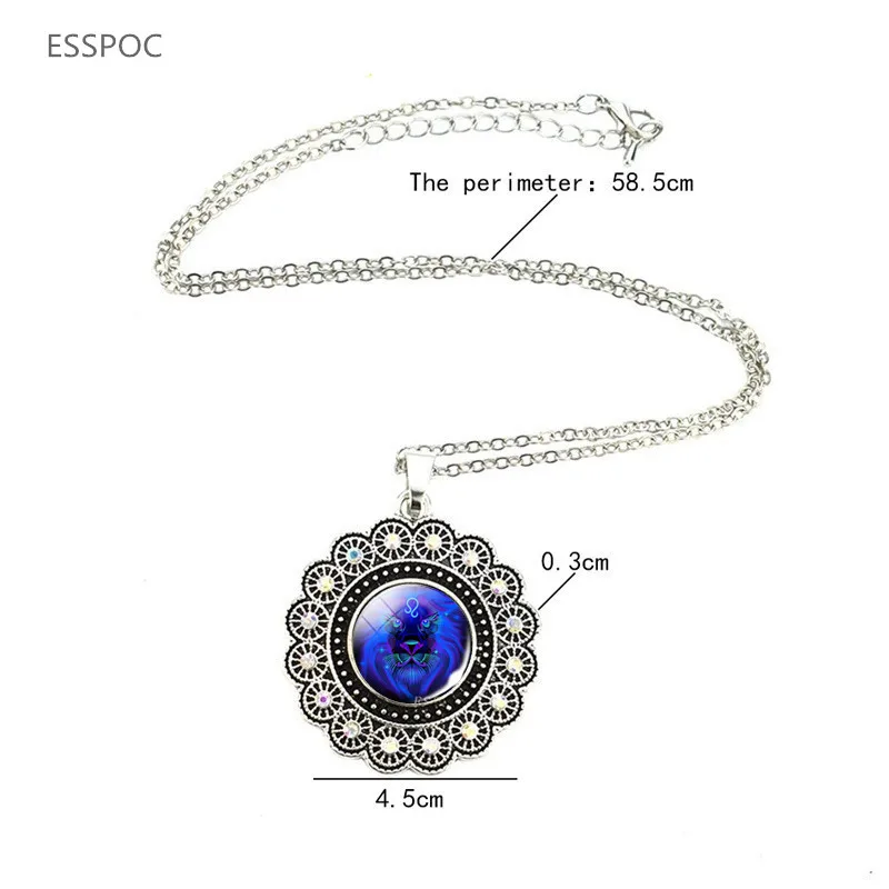 12 Constellation Necklace Silver Plated Women Glass Cabochon Charm Pendant Twelve Zodiac Sing Jewelry | Украшения и аксессуары