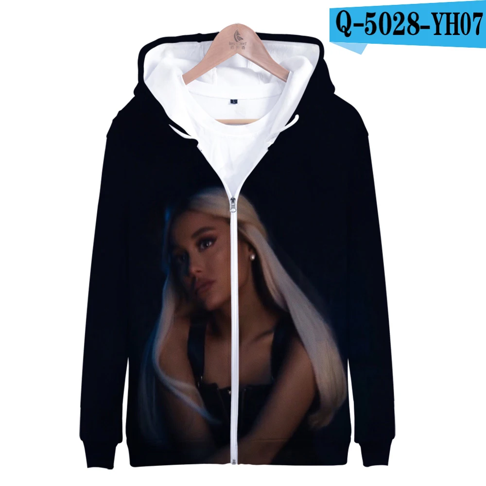 Ariana Grande/толстовки на молнии с 3D принтом для женщин/мужчин; модная толстовка с капюшоном и длинными рукавами; Лидер продаж года; Повседневная Уличная одежда - Цвет: Фиолетовый