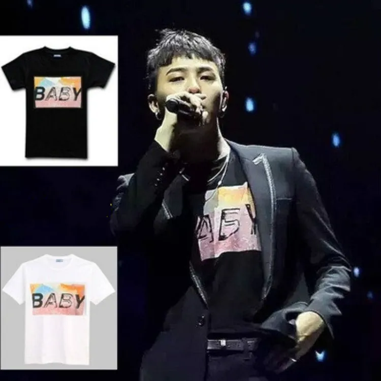 Kpop Bigbang GD/Детская футболка с короткими рукавами из чистого хлопка буквенным