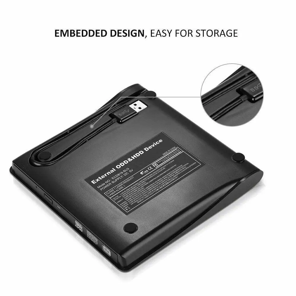 Внешний USB3.0 DVD RW CD писатель тонкий оптический привод горелки ридер плеер лоток тип портативный для портативных ПК r20