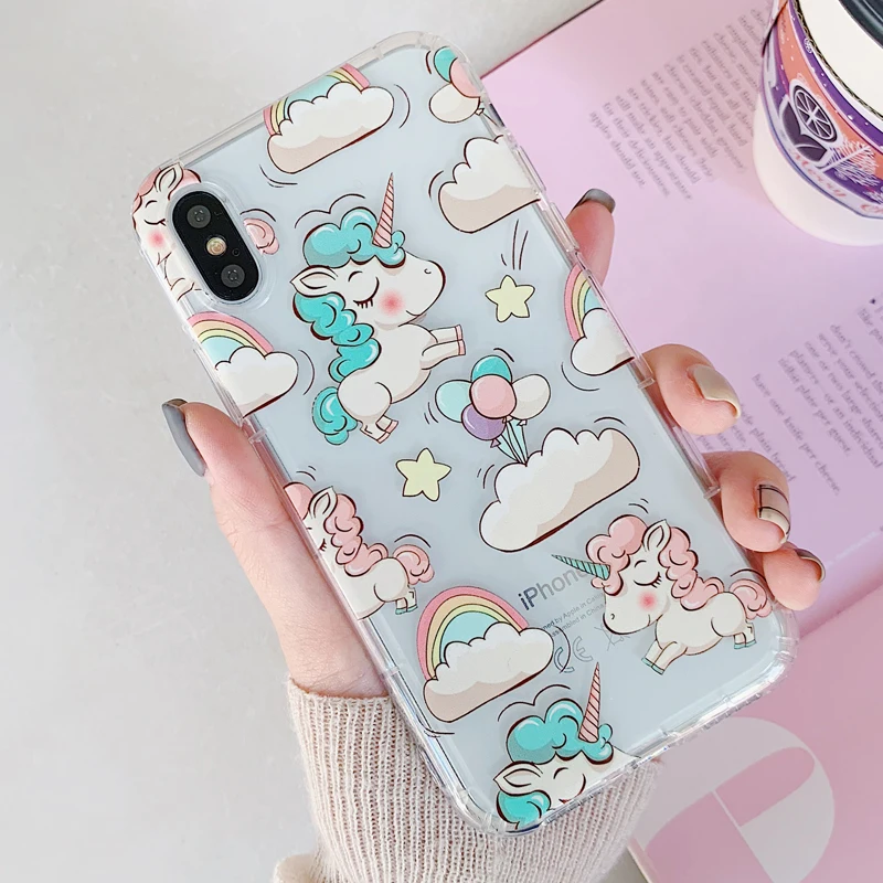 Для iphone XS max милый Единорог Минни подушка безопасности телефонные чехлы для 8 plus 7 6