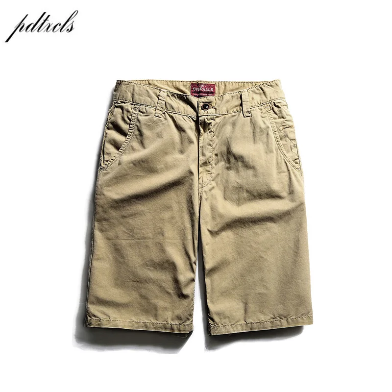 dark khaki PDTXCLS, хлопок, новинка, Летние повседневные шорты для мужчин, одноцветные, тонкие, мужские пляжные шорты, мужские, s цвета - Цвет: dark khaki