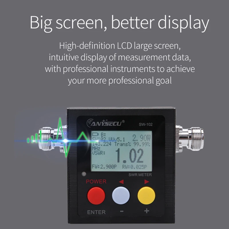 SURECOM SW-102 с тремя адаптерами 125-520 МГц цифровой УФ-измеритель мощности и КСВ для автомобильного радио и портативного радио SW102