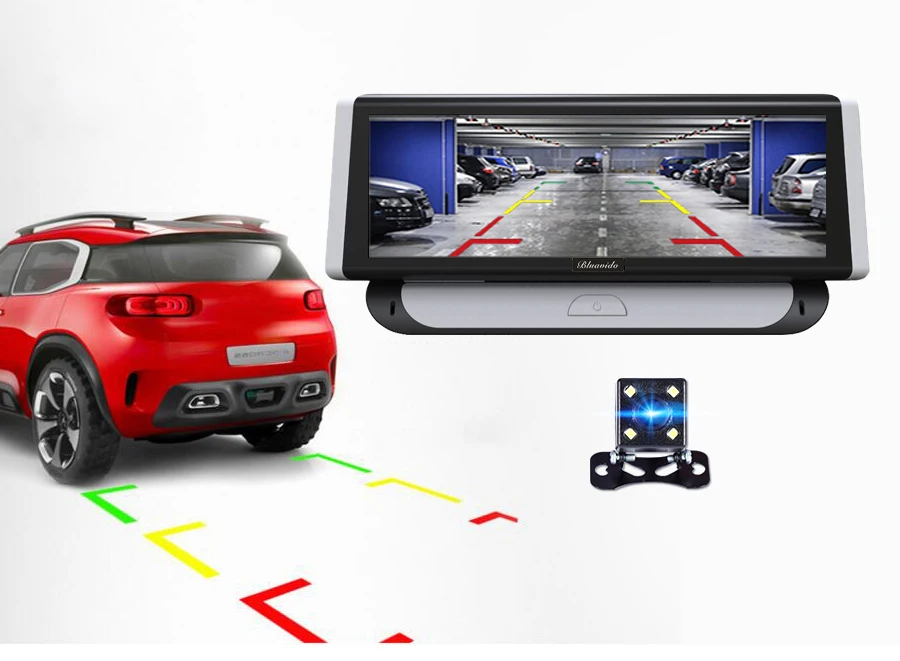 Автомобильный видеорегистратор Bluavido " ips 4G Android, gps камера ADAS Sygic Navigation Full HD 1080 P, Автомобильный видеорегистратор с двумя объективами, парковочный монитор