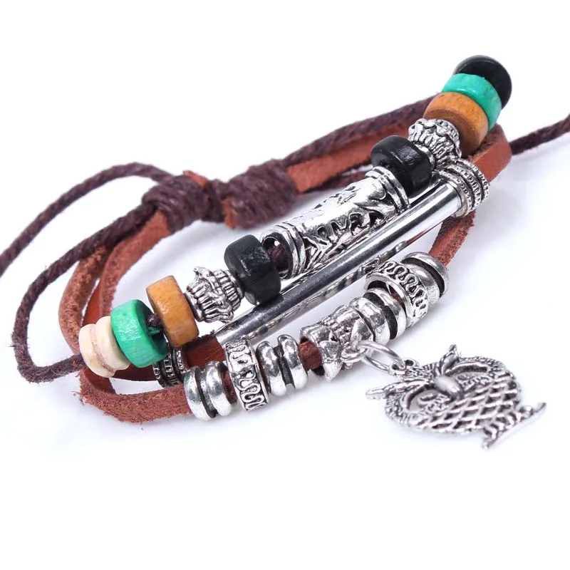 Лидер продаж модные новые кожаные браслеты многослойная оплетка винтажная