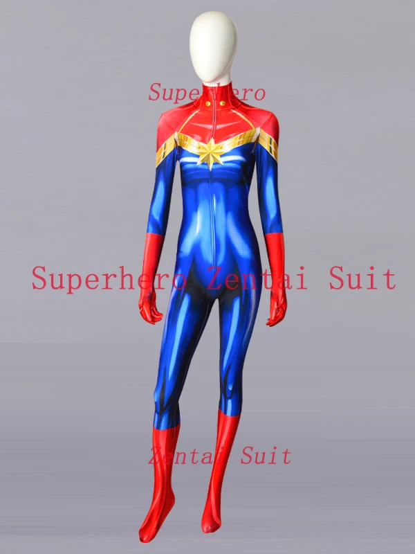 Ms. Marvel Carol костюм кары Дэнверс спандекс 3D принт женский супергерой костюмы