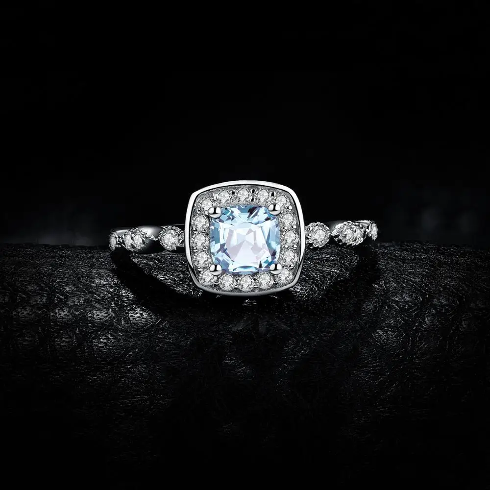 Ювелирные изделия, 1ct, настоящее кольцо с голубым топазом, 925 пробы, серебряные кольца для женщин, кольцо для помолвки, серебро 925, драгоценные камни, ювелирные изделия