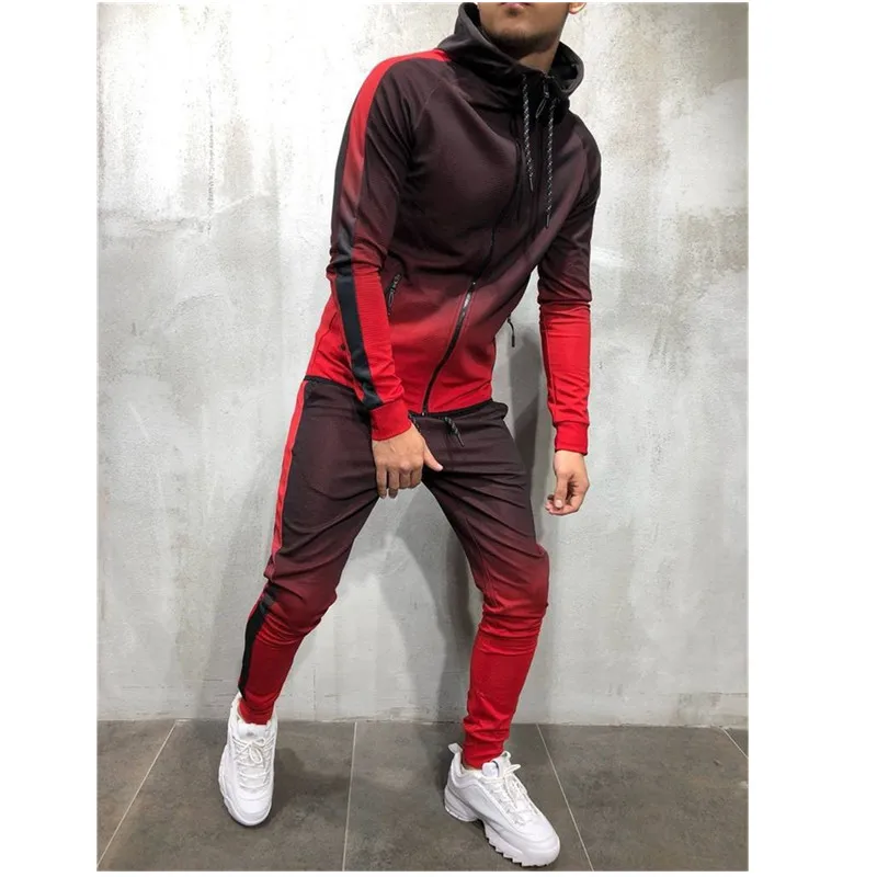 Мужской спортивный костюм на молнии из 2 предметов мужская одежда с принтом