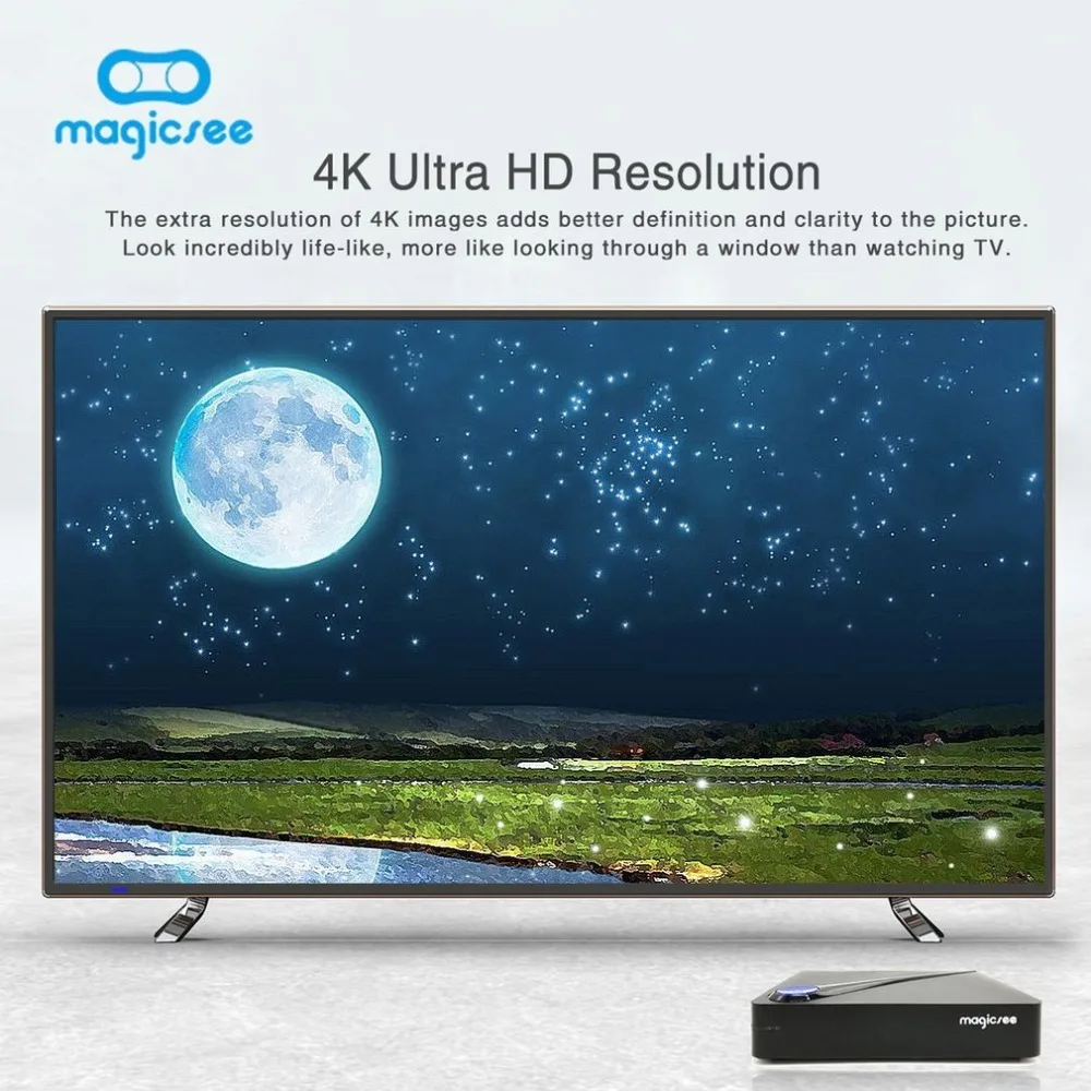 Magicsee C300 Amlogic S905D четырехъядерный процессор 2+ 16 Гб ТВ приставка DVB-T2 DVB-S2 кабельная приставка Android 7,1 4K Смарт ТВ приставка с клавиатурой