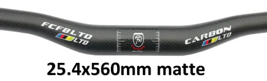 matte FCFB матовый углеродный руль MTB, руль для велосипеда 25,4, руль для горного велосипеда, плоская ручка для руля 3K 380-700 мм - Цвет: matte