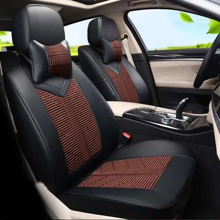 blackxbrown CARTAILOR сиденье для стайлинга автомобиля протектор для Toyota Sienna сидений автомобиля аксессуары для интерьера шелк льда и из искусственной кожи мест крышка - Название цвета: blackxbrown