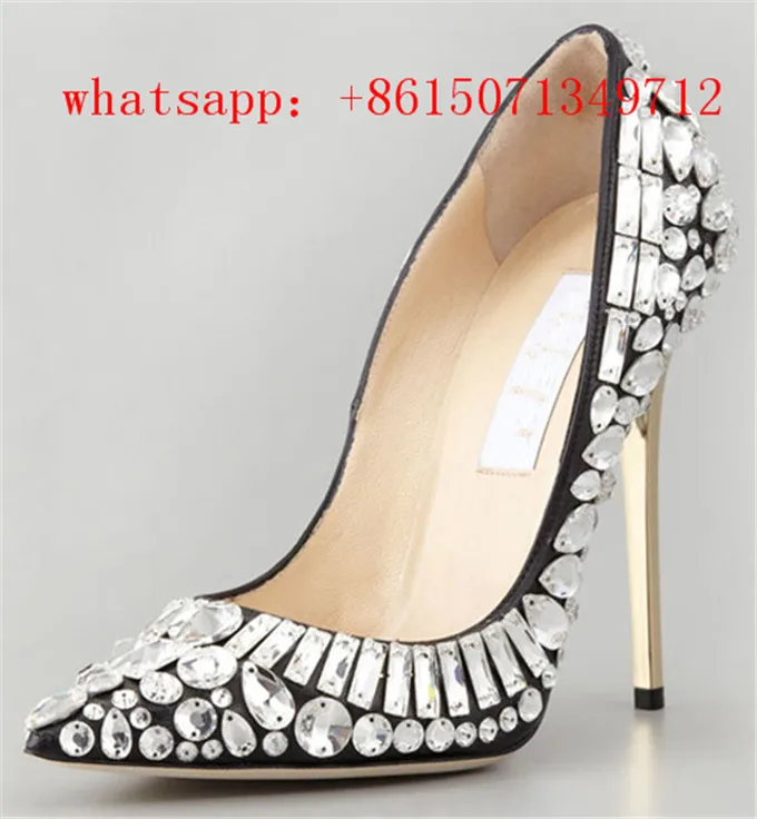 Роскошный Горный Хрусталь Шпильках Весна Женщина Указала Носок Обуви Бисером