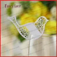 50pcslot hot sale wedding favor place cards love bird wine glasses cards cute bird table mark name cards paper party favor
