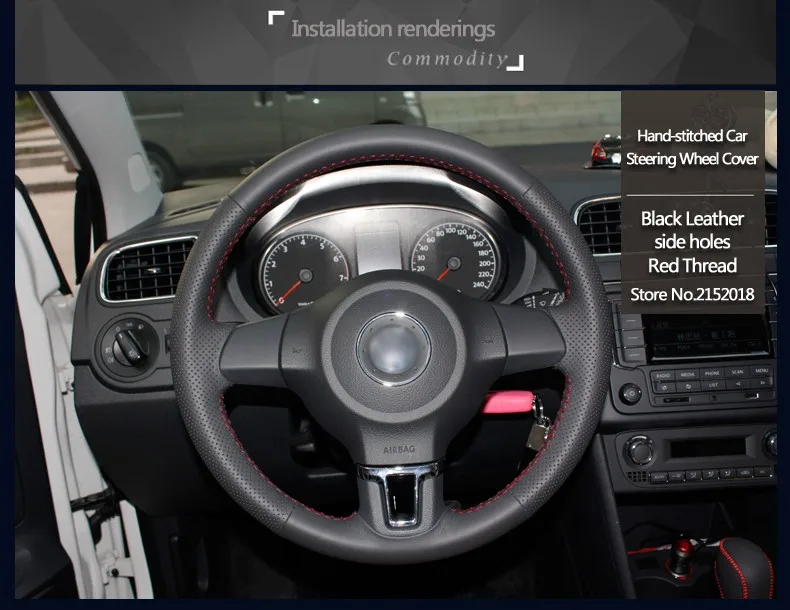Блестящая пшеничная черная искусственная кожа чехол на руль для Volkswagen Golf 6 Mk6 VW Polo Sagitar Bora Santana Jetta Mk6