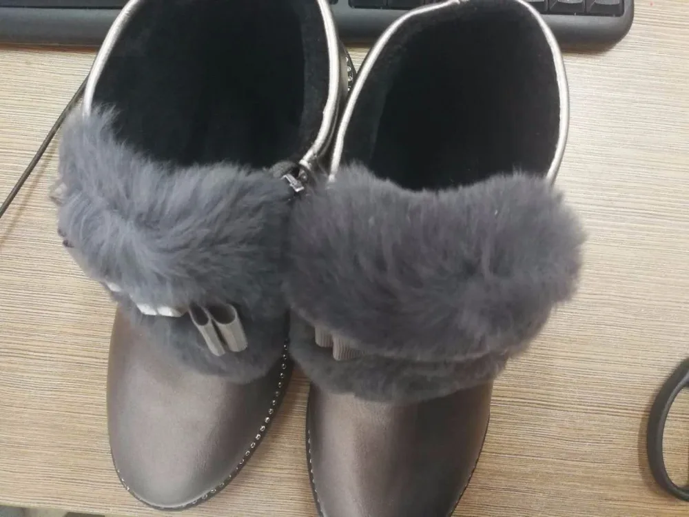 Детские короткие сапоги для девочек детские резиновые с меховым бантом теплая