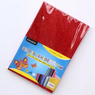 red-without glue 10 шт. A4 Цветной EVA пыли губчатая бумага поделка рукоделие Скрапбукинг Ремесло флэш-памяти пены блестящая бумага ручной работы поставки материалов - Цвет: red-without glue