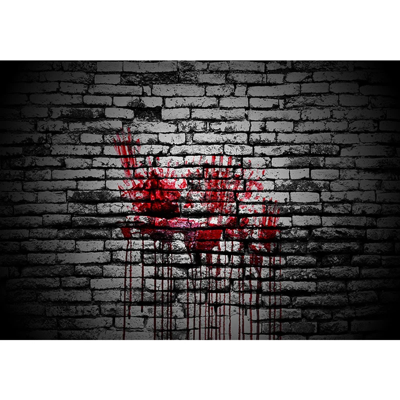Allenjoy Хэллоуин кирпичная стена фотография Фон ужас темная кровь ручной фон