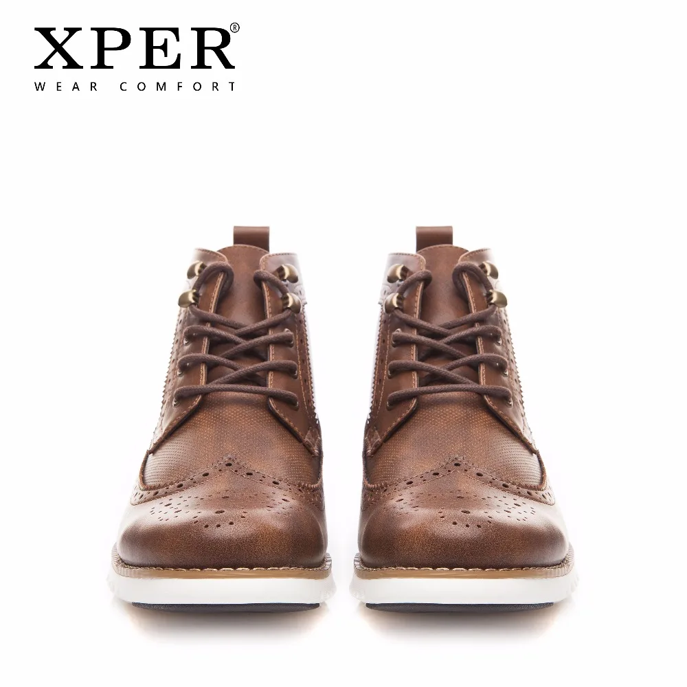XPER/Новинка мужские ботинки сезон весна-зима модная мужская обувь на шнуровке bullock