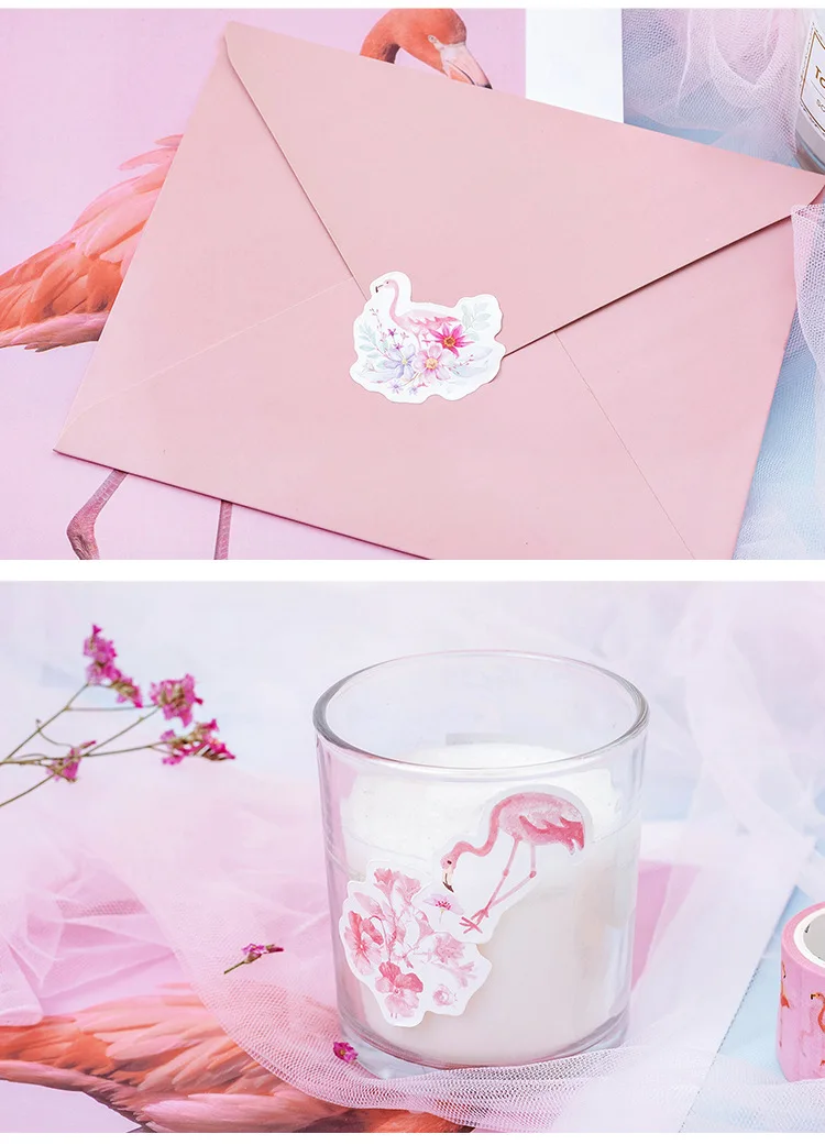 45 шт./упак. Kawaii канцелярские наклейки Симпатичные фламинго для скрапбукинга размещено это журнал школа планирования расходные материалы