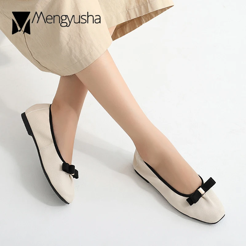 Балетки женские из мягкой кожи складные лоферы квадратный носок без застежки