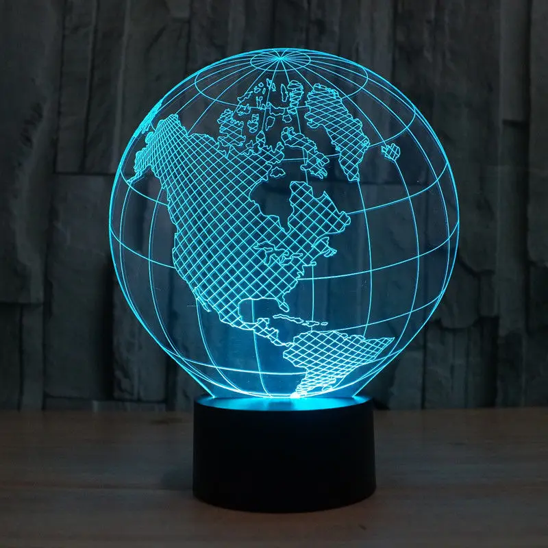 Глобус США иллюзия Сердце Любовь 3D Форма Баскетбол Night Light 7 Изменение Цвета