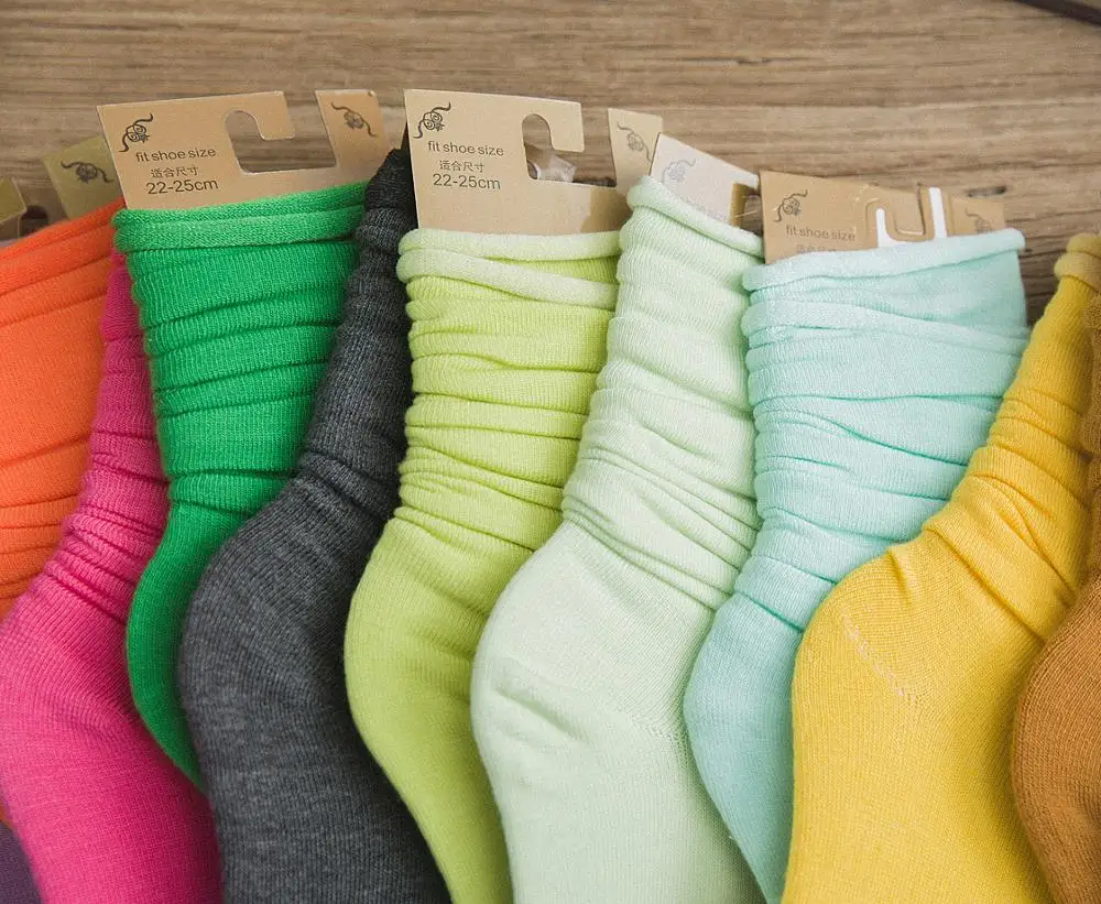 Color Loose Elastic Sexy Fun Autumn Fashion Comfort Casual Graphic Crew Heap Hosiery