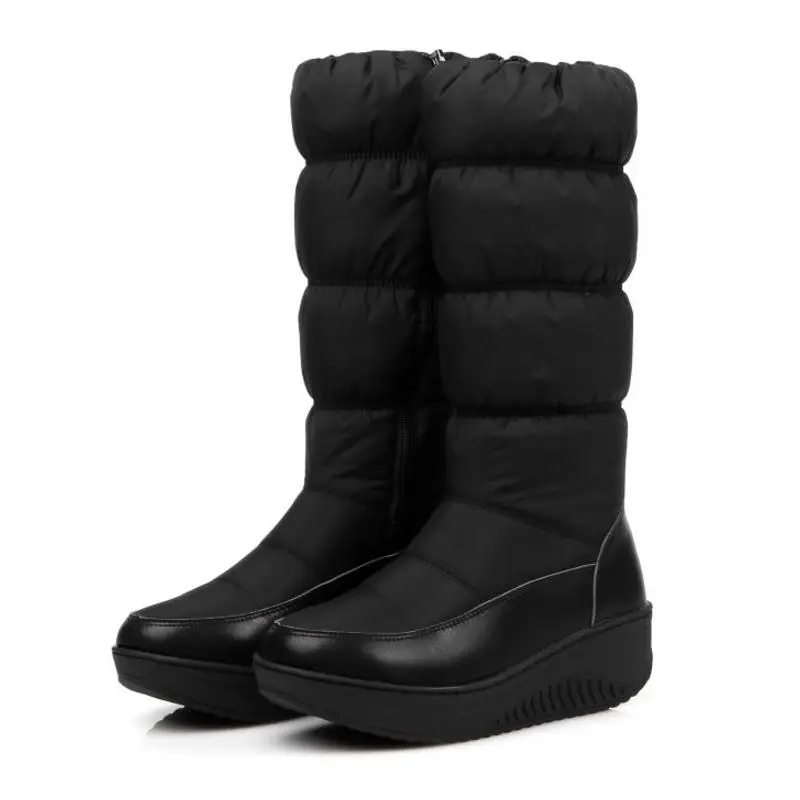 Taoffen/Большие размеры 35-44; новые зимние сапоги; женская теплая зимняя обувь с хлопковой подкладкой; женские полусапожки; женские сапоги до середины икры на меху на платформе