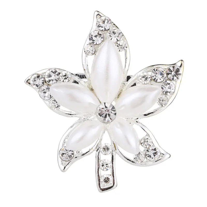Элегантная жемчужная брошь в виде кленового листа булавка из горного хрусталя