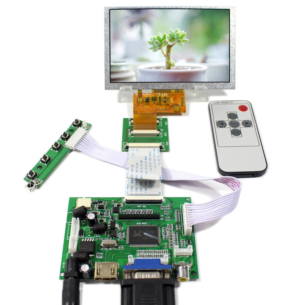 

HD MI VGA 2AV LCD Controller Board with Remote control, 5inch 800x480 LCD panel AT050TN43