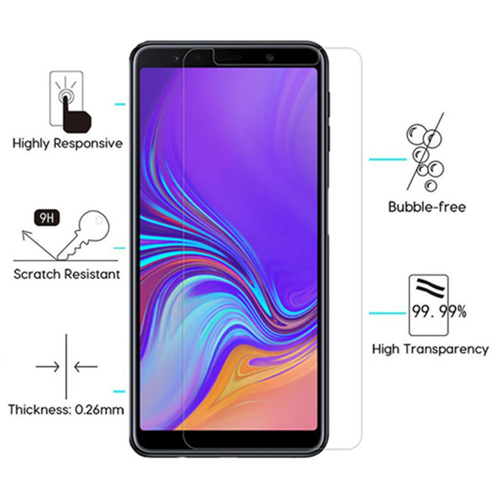 Закаленное стекло для samsung galaxy a6 plus 2018 a7 a9 a750 a730 a 6 7 8 9|Защитные стёкла и плёнки