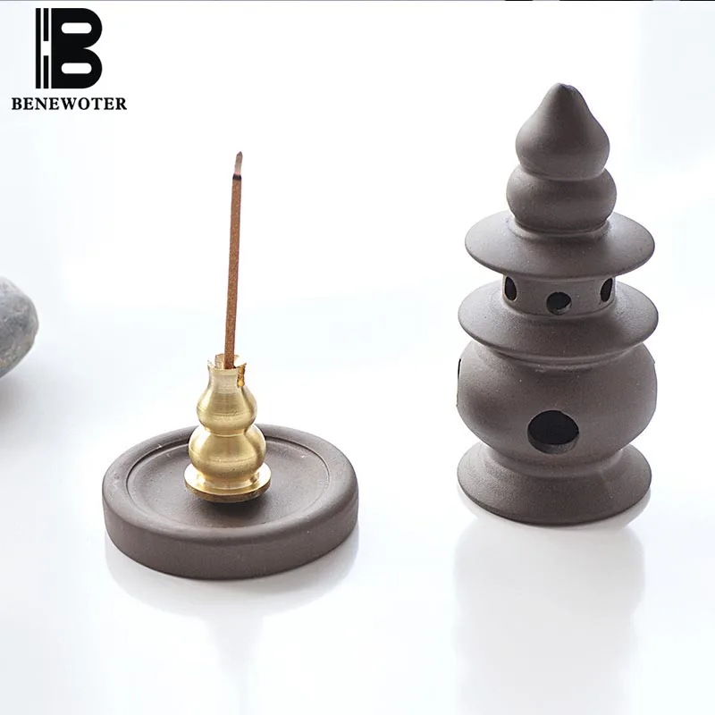 Китайская винтажная фиолетовая глина в форме башни палочка для благовоний