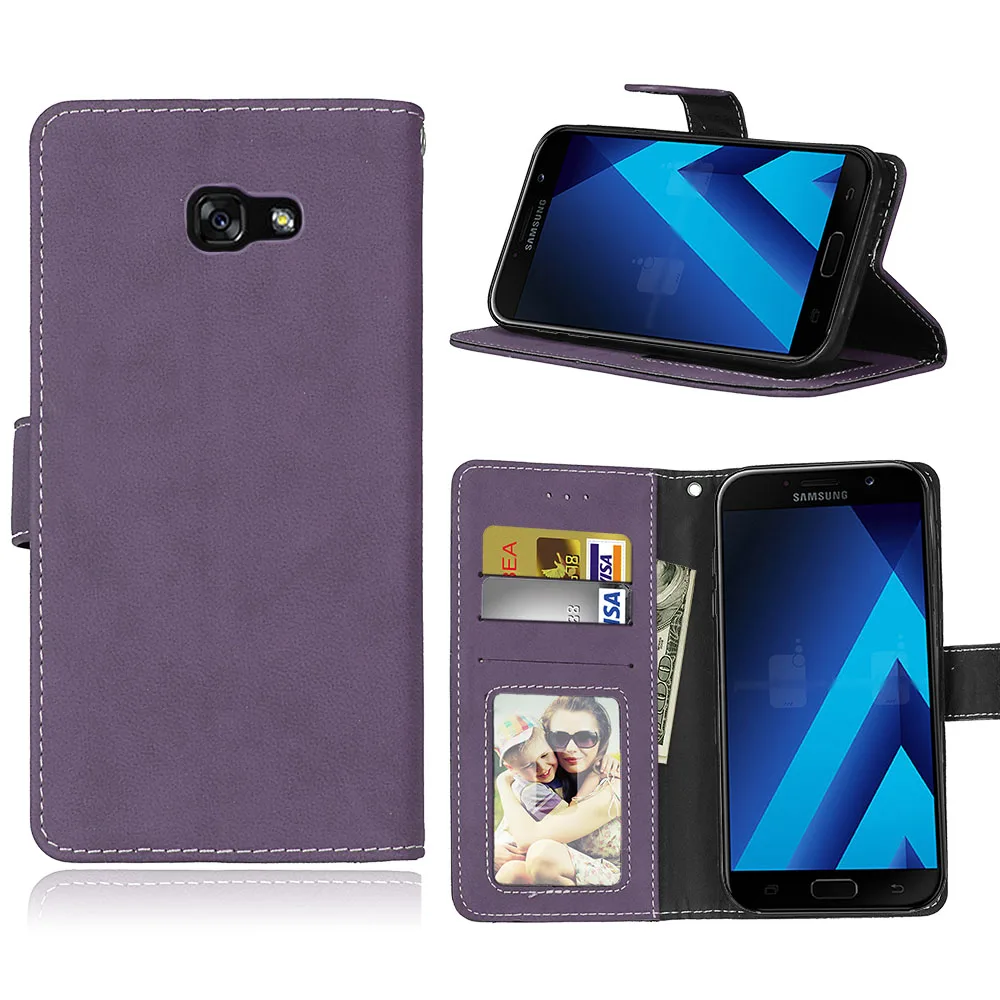Purple Для samsung Galaxy A7 чехол A720 чехол Роскошный флип из искусственной кожи Fundas для samsung A 7 чехол A 720 Coque 5,7 ''чехол для телефона s - Цвет: Purple