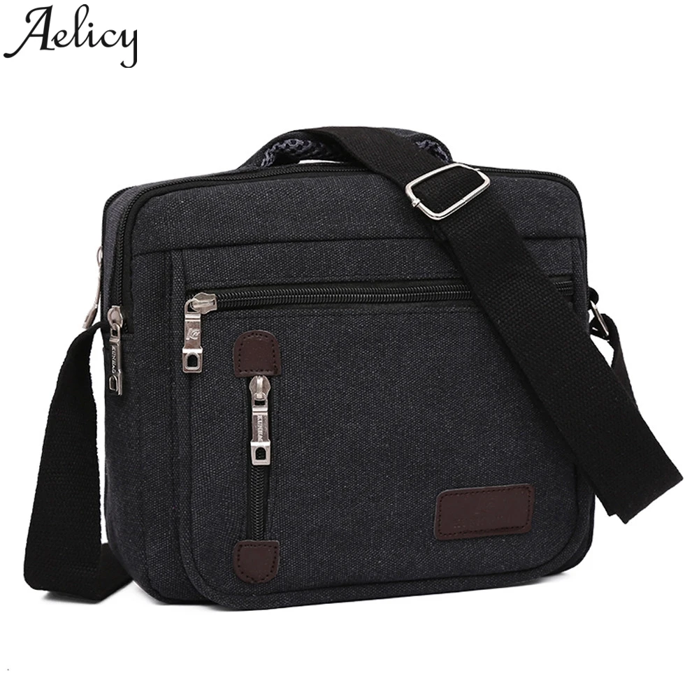 BK Aelicy, Хит, модная женская мужская сумка, винтажная, деловая, холщовая, через плечо, сумки через плечо, женские сумки-мессенджеры, сумка на молнии - Цвет: BK