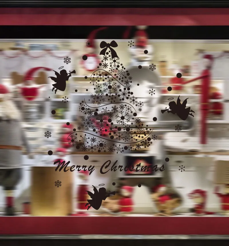 2017 4 цвета рождественская белая елка рождество новый год витрина магазина