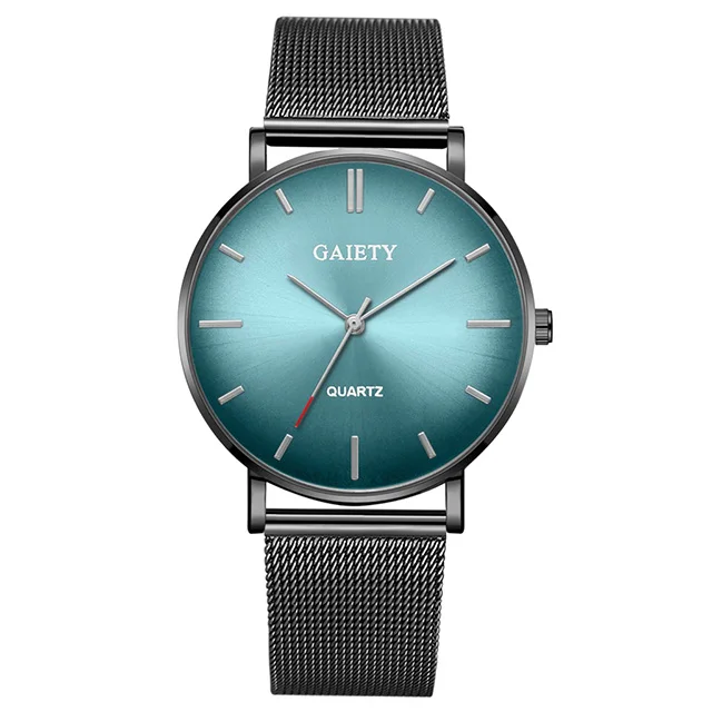black green silver Мужские градиентные часы Aurora Модные мужские s часы лучший бренд класса люкс ультра тонкие кварцевые мужские наручные часы повседневные сетчатые стальные мужские часы - Цвет: black green silver