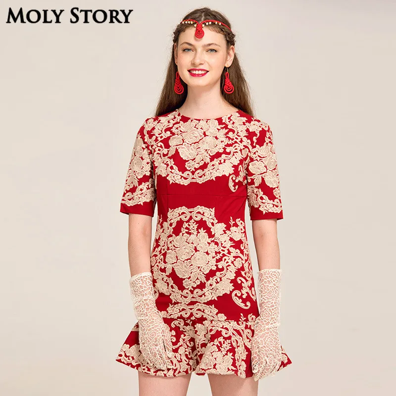 Супер! Элегантное шикарное красное платье с рукавом до локтя приталенное женское