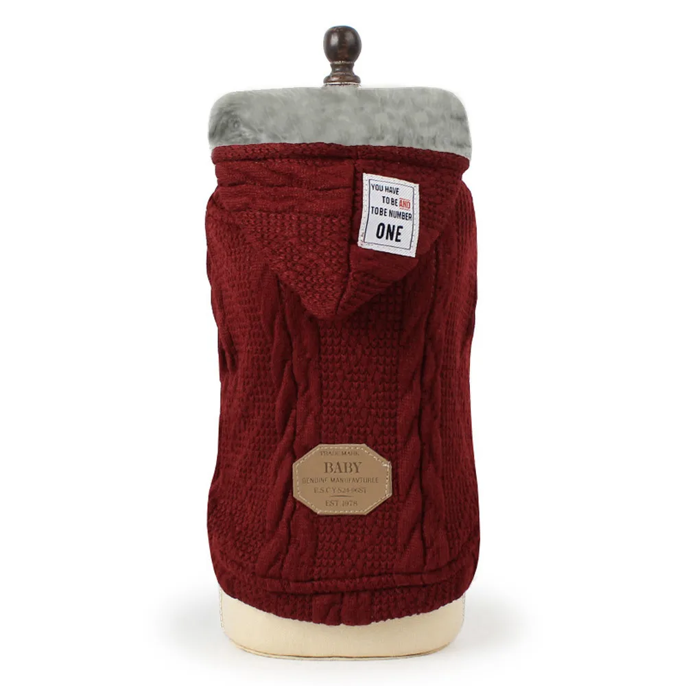red New Pet Dog Clothes Winter Warm Dog Sweater Coat Thicken Pet Clothing For Chihuahua Dogs Costume Hoodies Clothes Jacket chien - Цвет: red