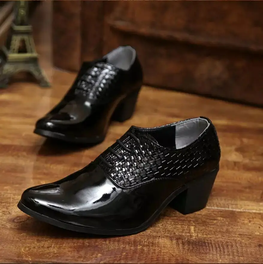 Туфли мужские кожаные заостренный носок увеличенный рост деловой стиль черные