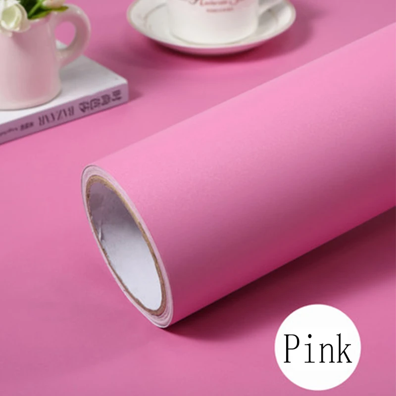 Matt Pink 1 метр водонепроницаемые ПВХ мраморные цветные обои самоклеящиеся современные настенные наклейки для гостиной кухни декор для комнаты пленка - Цвет: Matt Pink