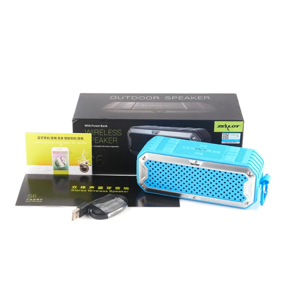 S6 4000 mAh Мощность банк Портативный Динамик Поддержка карты памяти AUX флэш-диск