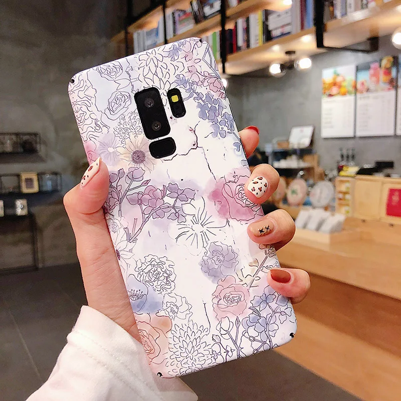 CAPAME жесткий Пластик цветочные девушки чехол для samsung Galaxy S7 края Примечание 8 9 S8 S9