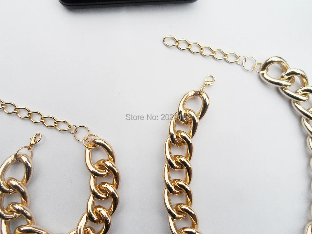 2019 new fashion gold-color big &amp chunky bracelet necklace jewelry sets for party good quanlity chain | Украшения и аксессуары