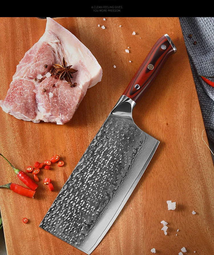 Liang Da 7 дюймов кухонный нож nakiri овощные ножи японский VG10 Дамасская сталь нож шеф-повара с деревянной ручкой